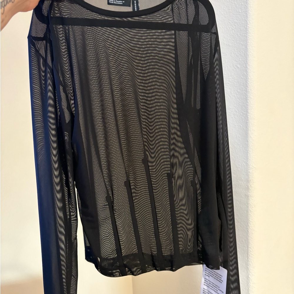 ASOS Black Mesh Long Sleeve Top